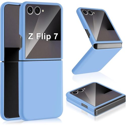 Sjzg-Coque Z Flip 7 Coque Pour Samsung Z Flip 7 5g Silicone Liquide Case, Etui Pour Samsung Galaxy Z Flip 7 Original Ultra Fine Léger Premium Rigide Case Housse Flip 7 Antichoc Coque (Bleu)
