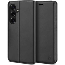 TRAHOO-Coque pour Samsung S25, Etui Housse pour Samsung Galaxy S25 en Cuir Premium Flip Case Portefeuille, à Rabat avec Porte-Cartes de Crédit, Fermeture Magnétique, Noir