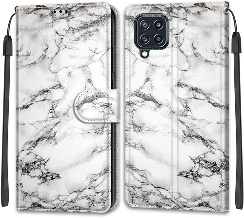 Coque Pour Samsung Galaxy M32 4g/F22, Etui Samsung M32 4g/F22, Housse De Galaxy M32 4g/F22 En Cuir Pu, Etui Housse En Cuir De Protection Avec [Magnetique] Flip Portefeuille Case(Marbre 1)