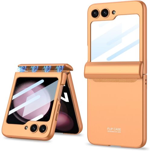 Sjzg-Étui Pour Galaxy Z Flip 5 5g, Film De Protection Intégrée Pliante À Charnière Tout Compris,Housse De Téléphone Pliante Pour Samsung Galaxy Z Flip 5 5g-Orange