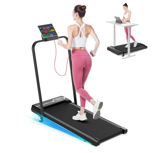 Tapis de Course - Tapis de Marche Inclinable avec 5% Incline - Moteur 2.5HP - Walking Pad Léger avec Affichage LED, Télécommande Mute - Idéal pour Running et Marche - Noir