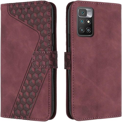 SJZG-Coque Pour Xiaomi Redmi 10 4G 2022/2021, Étui Housse Protection En Cuir Pu [Pochette De Portefeuille] [Magnétique], Antichoc Etui À Rabat Pour Redmi 10 2022/2021 (Rouge)