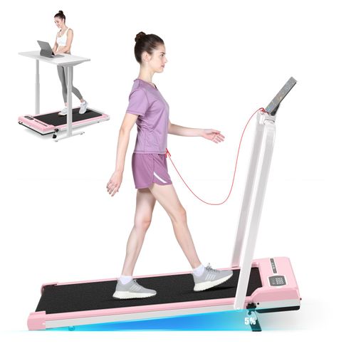 Tapis de Course - Tapis de Marche Inclinable avec 5% Incline - Moteur 2.5HP - Walking Pad Léger avec Affichage LED, Télécommande Mute - Idéal pour Running et Marche - Rose