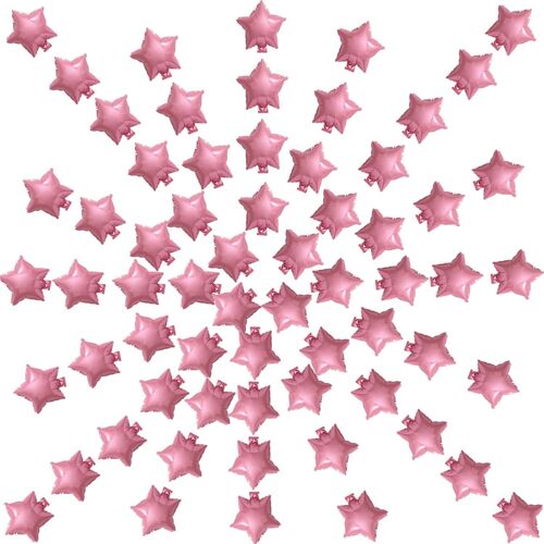 SJZG-Lot De 100 Ballons En Aluminium En Forme D'Étoile À 5 Branches Pour Fête D'Anniversaire, Mariage, Fête Prénatale, Révélation Du Sexe, Anniversaire Ou Fiançailles (Étoile Rose)