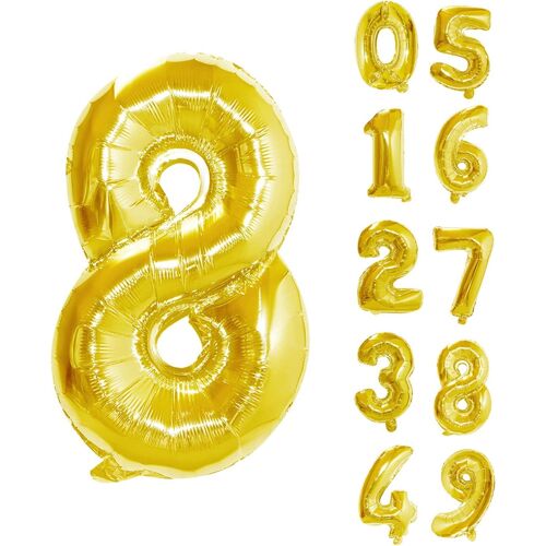 SJZG-Ballons De 16 ""En Aluminium, Numéro 8 Ballon, Self Scelling Ballons D'Hélium Pour Anniversaire, Mariage, Fournitures De Fête, Décoration, Ballons De Feuille Pour Fêtes, Or