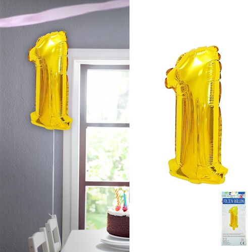 SJZG-Ballon En Aluminium Chiffre Un - Doré - Hauteur : 100 Cm - Bopa/Pet - Ballon En Forme De Chiffre Pour Fête D'Anniversaire (1 Ballon En Aluminium 1 Doré)