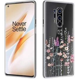 Antichoc Coque Pour Oneplus 8 Pro,Housse Étui En Transparent Tpu Avec Motif De Fleurs Peintes,Ultra Mince Silicone Phone Protection Case Cover-3