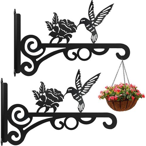 Support de Panier Suspendu à Montage Mural - 2Pcs Support Crochet Plante - Cochets Muraux en Fer pour Plantes