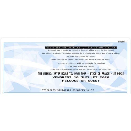 Billet The Weeknd Paris 10/07/2026