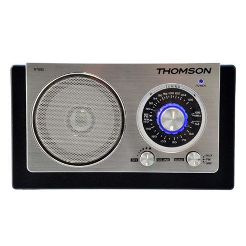 Thomson RT602 Radio Rétro FM/MW Boitier en bois Noir/argent