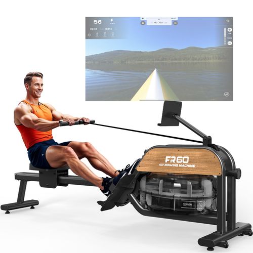 Rameur À Eau D'appartement - Mettlematic, Machine À Ramer Avec Réservoir D'eau De 28l Avec Led-Moniteur Bluetooth Et Support De Tablette Réglable