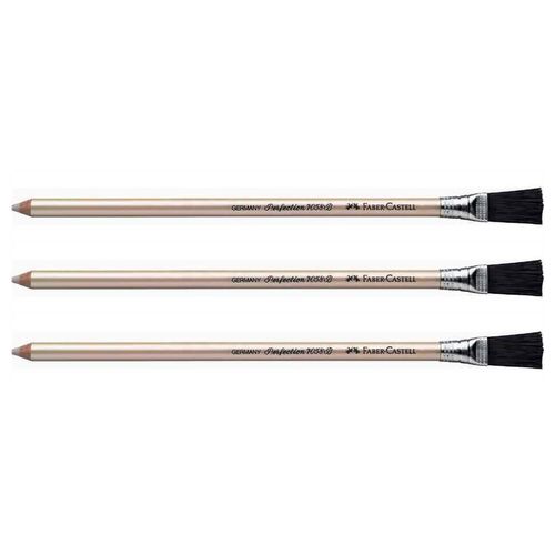 Faber-Castell Lot De 3 Crayons Gomme Perfection 7058 B Avec Brosse