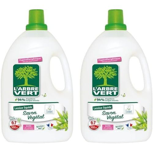 Lessive Ecolabel Savon Végétal - Hypoallergénique - 67 Lavages - 94% D'Ingrédients D'Origine Naturelle - 3.015L (Lot De 2)[Z189]