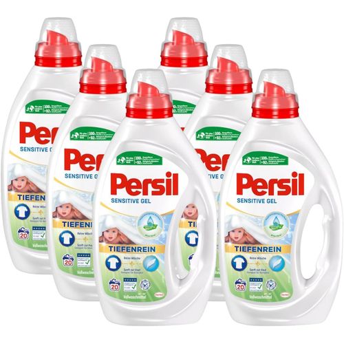 Sensitive Gel (6 X 20 Lavages), Lessive Liquide Pour Personnes Allergiques Et Bébés, Avec Aloe Vera Apaisant Pour Les Peaux Sensibles, Efficace De 20 °C À 95 °C[Z431]
