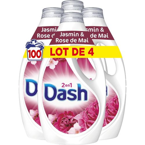 2En1 Lessive Liquide, 100 Lavages (4 X 25 Lavages), Jasmin Et Rose De Mai, Avec 3 Semaines De Fraîcheur* Et Lenor, Fabriquée En France, 2In1[Z280]