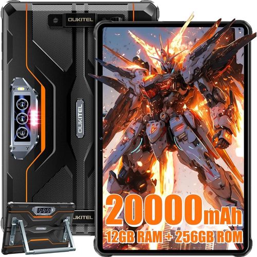 OUKITEL RT8 Tablette Incassable Android 14-12GO+256GO 20000mAh 11" FHD+ 48MP+32MP Cam¿¿ra Dual SIM 4G IP68/IP69K/OTG/NFC/500Nit Orange