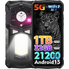 Ulefone Armor 29 Ultra Telephone Portable Incassable 5G, 32Go+1To 21200mAh Smartphone 50MP, 6,67"" FHD+ Android 15 AMOLED+1,04"" NFC