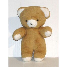 peluche ours marron clair et blanc doudou vintage nounours