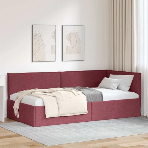 Vidaxl Cadre De Lit D'angle Rouge Bordeaux 100 X 200 Cm Tissu