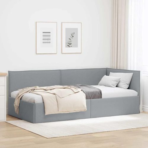 Vidaxl Cadre De Lit D'angle Gris Clair 100 X 200 Cm Tissu