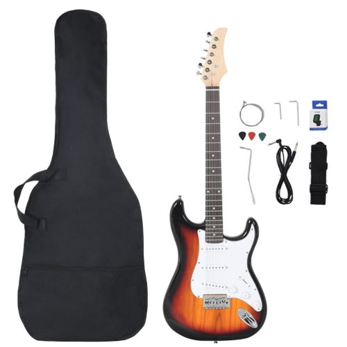 Guitare Électrique De Débutants Et Sac Marron Et Blanc 4/4 39"