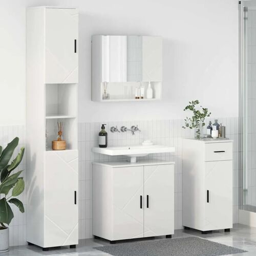 vidaXL Ensemble de mobilier de salle de bain 4 pcs Blanc brillant