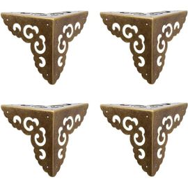 Lot De 4 Protections D'angle Vintage En Laiton Pur Avec Motif Nuage Creux Pour Bureau, Quincaillerie Antique Pour Bureau, Boîte À Bijoux, Coffret Cadeau, Armoire À Trois Côtés, Protection