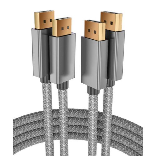 Câble Displayport 8K 60Hz 4.5M(2-Pack),Cordon Ultra Rapide Dp 1.4 Mâle Pour Ordinateur Portable/Pc/Tv/Moniteur De Jeux,Prise En Charge La Bande Passante Hbr3 De 32.4Gbps,4K@144Hz,2K@165Hz,1080P@240Hz