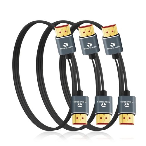 Extra Slim 4K 8K Câble HDMI 0,5M Lot de 3, Ultra Fins Flexibles HDMI 2.1 Souple et haute vitesse 4K@120Hz 8K@60Hz 48gbps compatible Roku tv/HDTV/PS5/Blu-ray(2 Pièces)