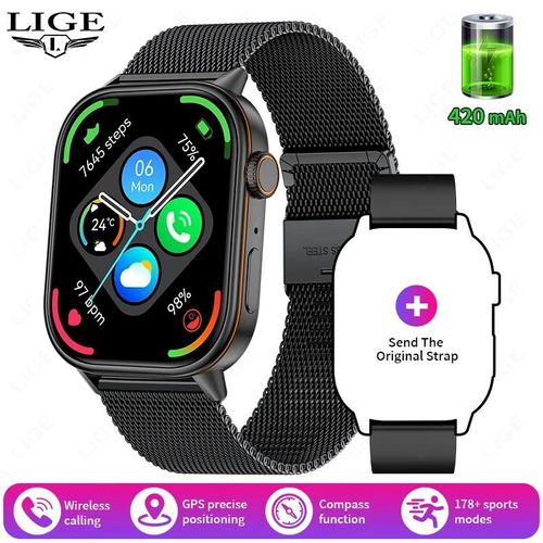 2025 Gps Positionnement Montre Intelligente Léger À La Mode Sport Boussole En Plein Air Adultes Hommes Femmes Smartwatch Santé Sos Personnes Âgées.Mesh Belt Black.Gps Positioning