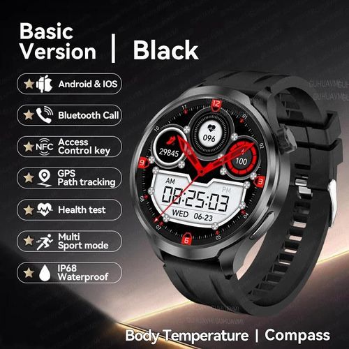 2024 Nouveau Pour Huawei Gps Sport Smartwatch Hommes 1.85 Amoled Écran Boussole Altimètre Fréquence Cardiaque Bp Nfc Bluetooth Appel Montre Intelligente.Black.1.85-Inch Screen