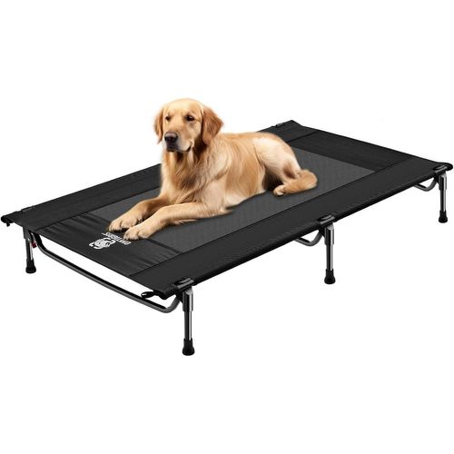 Lit D'extérieur Pour Chien Surélevé - 130 X 70 Cm - Hauteur : 21 Cm - Installation Express - Stable, Confortable Et Respirant - Durable Et Facile À Nettoyer - Lit Pour Le Camping Pour
