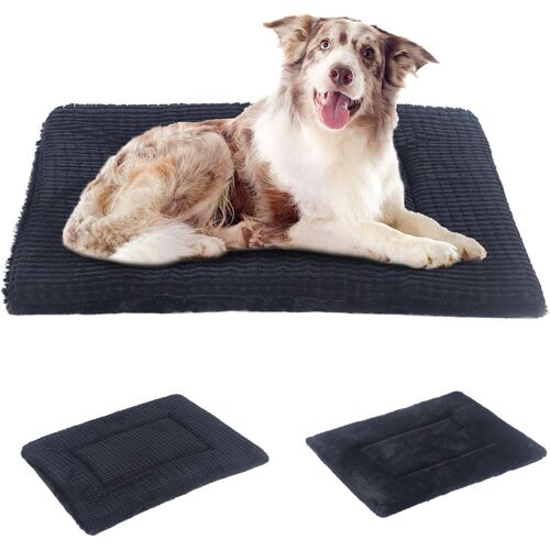 Tapis De Lit Pour Chien, Élégant Couchage Réversible, Mousse Haute Densité, Coussin Lavable Pour Animaux De Compagnie Xh079 (91x58x4cm, Dark Grey)