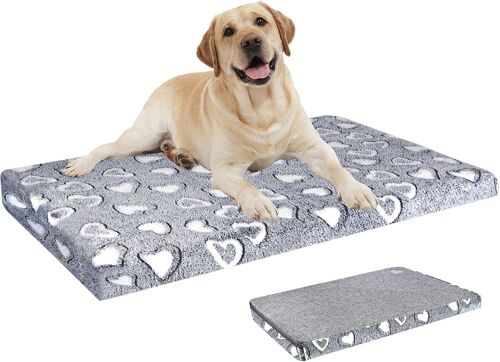 Tapis Pour Chien Réversible (Froid & Chaud), Coussin Chien De 42"" Dehoussable, Matelas Doublure Imperméable Lit Pour Chiens, Housse Amovible Et Lavable En Machine,Gris