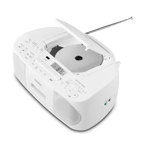 RADIO CD K7 - MEDION - FM - 2X3W RMS - BLANC
