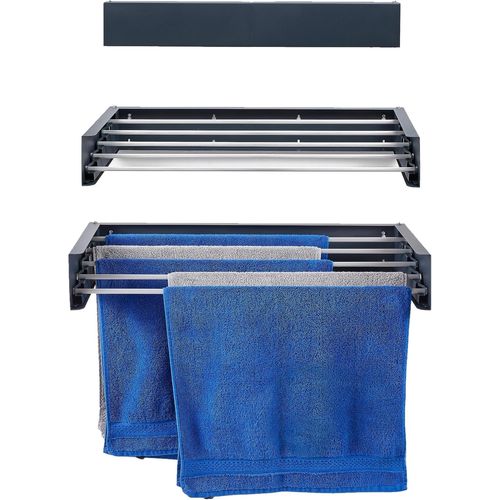 Séchoir à linge mural pliable en acier inoxydable pour l'intérieur et l'extérieur 70 cm Anthracite