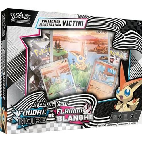Coffret Pokémon Ecarlate Et Violet Foudre Noire Et Flamme Blanche Collection Illustration Victini