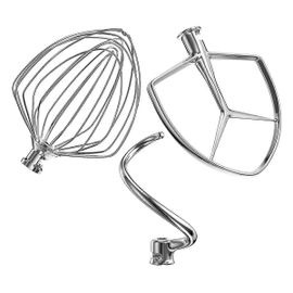 Kit d'accessoires pour batteur sur socle (batteur plat, crochet pétrisseur, fouet métallique) pour batteur sur socle relevable et 7