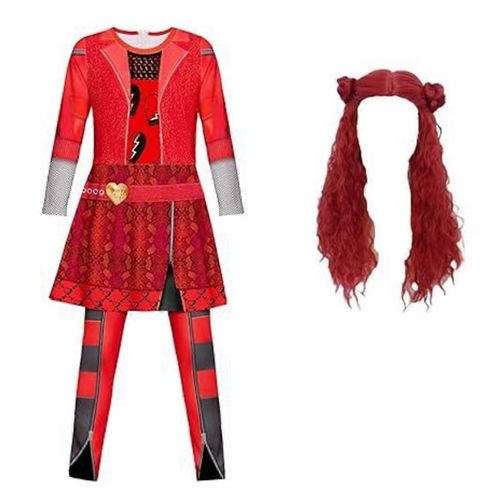 Déguisement De Princesse Rouge Pour Fille, Combinaison Rouge Avec Perruque, Tenues D'halloween Pour Enfants
