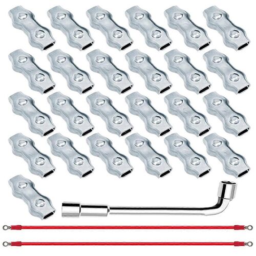 Lot de 25 connecteurs de corde en polyéthylène M5 robustes, connecteurs en acier galvanisé avec conducteur en cuivre et silicone