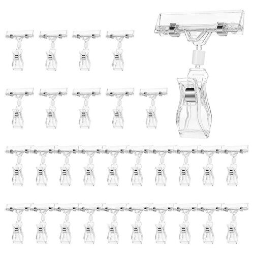Lot De 30 Clips De Fixation Transparents En Plastique Rotatifs Pour Présentoirs De Marchandises Et Supports De Panneaux