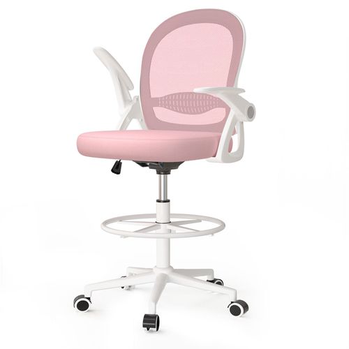 Chaise De Bureau Ergonomique, Dossier Haut Avec Accoudoirs Réglables Et Soutien Lombaire, Hauteur Réglable, Dossier En Maille Respirante Pour Un Confort Accru, Chaise Pivotante Pour Ordinateur, Rose.