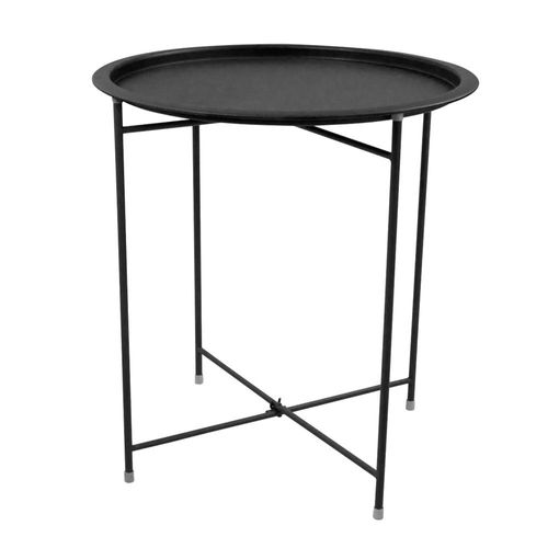 Table D'appoint Ronde Pliante En Métal Ø 41,5 X H.45 Cm - Pratique, Légère, Compacte Et Design. Parfaite Pour Salon, Balcon, Jardin Ou Patio Gris