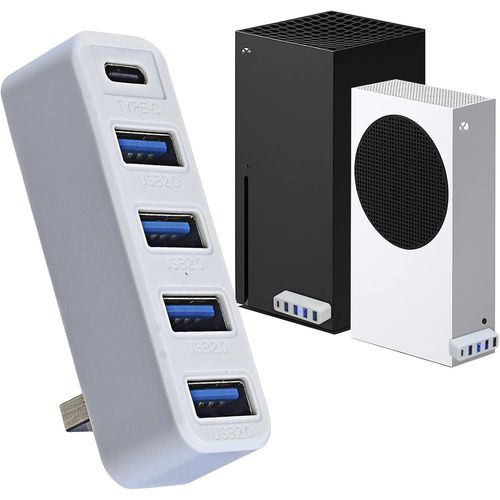 Hub Usb À 5 Ports Pour Xbox Series X/S, Adaptateur De Charge D'extension Avec 4 Ports Usb 2.0 + 1 Port De Type C 3.0 Pour Xbox Series S/X, Plug And Play, Blanc[Z1967]