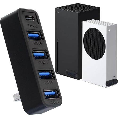 Hub Usb À 5 Ports Pour Xbox Series X/S, Adaptateur De Charge D'extension Avec 4 Ports Usb 2.0 + 1 Port De Type C 3.0 Pour Xbox Series S/X, Plug And Play - Noir[Z1966]