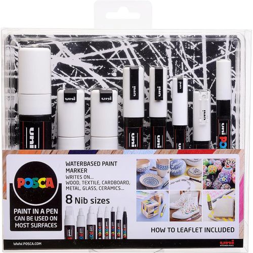 Uniball Collection Lot De 8 Plumes Blanches Assorties