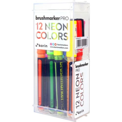 Tianyi-Karin Neon Colors Lot De 12 Marqueurs Pro Avec Couleurs Fluo Dans Le Corps Transparent Et Le Système Free-Ink 2 4 Ml De Peinture Liquide Sans Marqueur De Feutres