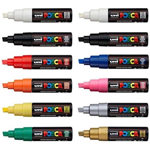 Uni ¿ Lot De 12 Marqueurs Professionnels, Marqueurs Noir Et Blanc Supplémentaires - Pc-8k