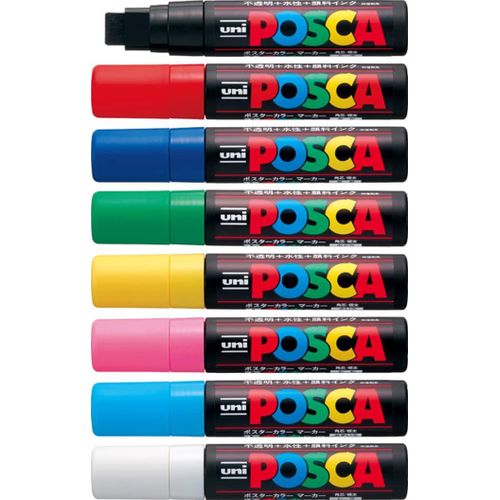 Pc-17 K Gamme Complète 8 Couleurs - Pointe Biseautée 15 Mm - Marqueur Jumbo Multi-Surface