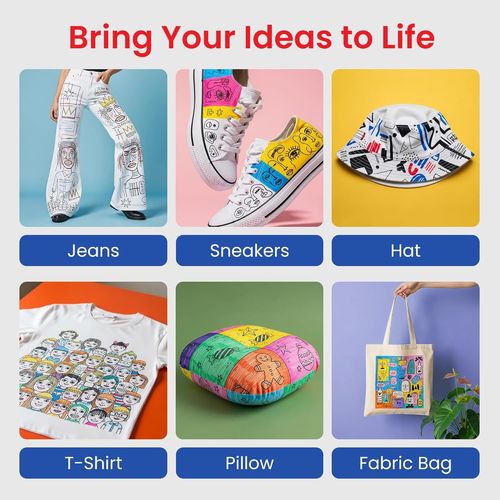 4500 Marqueur Pour Textiles - Noir, 2x Rouge, Orange, Rose - 5 Pièces - Pointe Ronde De 2-3 Mm - Feutre Textile Lavable En Machine (60 °C) Pour Décorer Le Tissu - Marqueur Textile